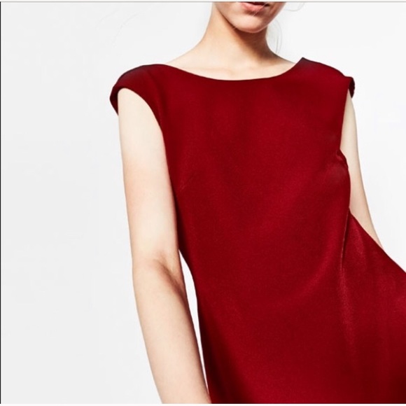 Zara Wine Color Back Cut Out Cocktail Dress - Picture 4 of 6